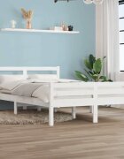 vidaXL Рамка за легло бяла дърво масив 135x190 cм Double