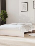 vidaXL Рамка за легло бяла дърво масив 135x190 cм Double