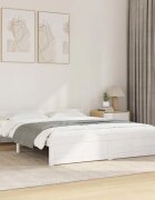vidaXL Рамка за легло бяла дърво масив 135x190 cм Double