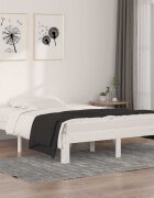 vidaXL Рамка за легло бяла дърво масив 135x190 cм Double