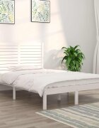 vidaXL Рамка за легло бяла дърво масив 135x190 cм Double