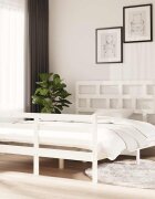 vidaXL Рамка за легло бяла дърво масив 150x200 cм King Size