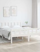 vidaXL Рамка за легло бяла дърво масив 150x200 cм King Size