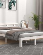 vidaXL Рамка за легло бяла дърво масив 180x200 cм Super King