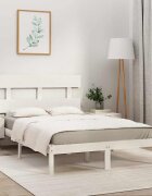vidaXL Рамка за легло бяла дърво масив 180x200 cм Super King