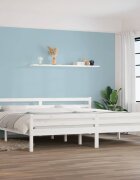 vidaXL Рамка за легло бяла дърво масив 200x200 см