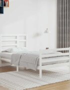 vidaXL Рамка за легло бяла дърво масив 90х200 см