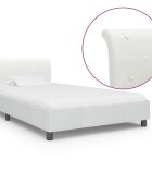 vidaXL Рамка за легло бяла изкуствена кожа 100x200 cм