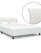 vidaXL Рамка за легло бяла изкуствена кожа 120x200 cм