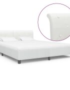 vidaXL Рамка за легло бяла изкуствена кожа 160x200 cм