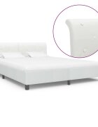 vidaXL Рамка за легло бяла изкуствена кожа 180x200 cм