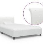 vidaXL Рамка за легло бяла изкуствена кожа 90x200 cм