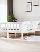 vidaXL Рамка за легло бяла масивно дърво 140x200 см