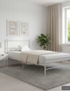 vidaXL Рамка за легло бяла метал 100x200 cм