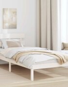 vidaXL Рамка за легло Бяло 100 x 200 cm Масивна борова дървесина