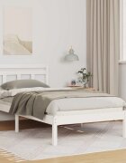 vidaXL Рамка за легло Бяло 100 x 200 cm Солидно борово дърво