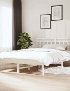 vidaXL рамка за легло бяло 150x200 см King Size масивно дърво