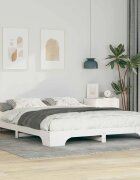 vidaXL Рамка за легло Бяло 160 x 210 cm Солидно борово дърво
