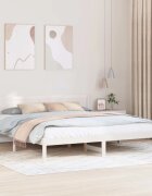 vidaXL Рамка за легло Бяло 200 x 200 cm Масивна борова дървесина
