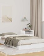 vidaXL Рамка за легло Бяло 75 x 190 cm Солидно борово дърво