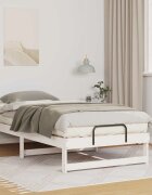 vidaXL Рамка за легло Бяло 75 x 190 cm Солидно борово дърво