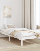 vidaXL Рамка за легло Бяло 80 x 200 cm Солидно борово дърво