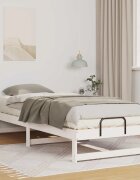 vidaXL Рамка за легло Бяло 80 x 210 cm Солидно борово дърво
