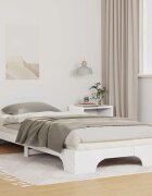 vidaXL Рамка за легло Бяло 90 x 210 cm Солидно борово дърво