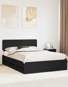 vidaXL Рамка за легло Черен 150 x 200 cm Инженерен дървен материал