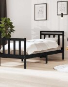vidaXL рамка за легло черна 75x190 см Small Single дърво масив