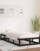vidaXL рамка за легло черна 75x190 см Small Single дърво масив