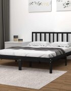 vidaXL Рамка за легло черна бор масив 140х190 см