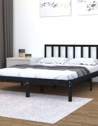 vidaXL Рамка за легло черна бор масив 150x200 cм King Size