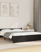 vidaXL Рамка за легло черна дърво масив 135x190 cм Double