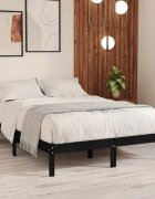 vidaXL Рамка за легло черна дърво масив 150x200 cм King Size