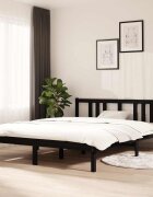 vidaXL Рамка за легло черна дърво масив 150x200 cм King Size