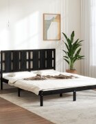 vidaXL Рамка за легло черна дърво масив 150x200 cм King Size
