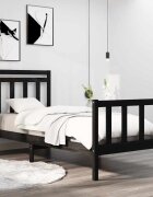 vidaXL Рамка за легло черна масивно дърво 75x190 см Small Single