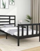 vidaXL Рамка за легло черна масивно дърво 75x190 см Small Single