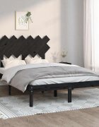 vidaXL рамка за легло черно 135x190 см Double масивно дърво