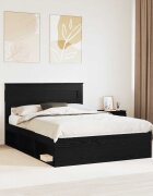 vidaXL Рамка за легло Черно 150 x 200 cm Солидно борово дърво