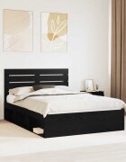 vidaXL Рамка за легло Черно 150 x 200 cm Солидно борово дърво