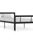vidaXL Рамка за легло черно и бяло метал 100x200 cм