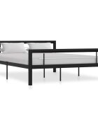 vidaXL Рамка за легло черно и бяло метал 120x200 cм