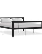 vidaXL Рамка за легло черно и бяло метал 140x200 cм