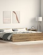 vidaXL Рамка за легло Дъб 203 x 203 x 50 см Инженерна дървесина