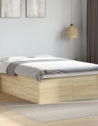 vidaXL Рамка за легло дъб сонома 135x190 см масивно дърво