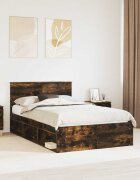 vidaXL Рамка за легло Димян дъб 120 x 200 cm Солидно борово дърво