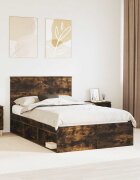 vidaXL Рамка за легло Димян дъб 120 x 200 cm Солидно борово дърво