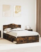 vidaXL Рамка за легло Димян дъб 120 x 200 cm Солидно борово дърво